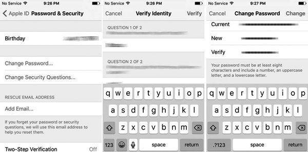 change icloud password