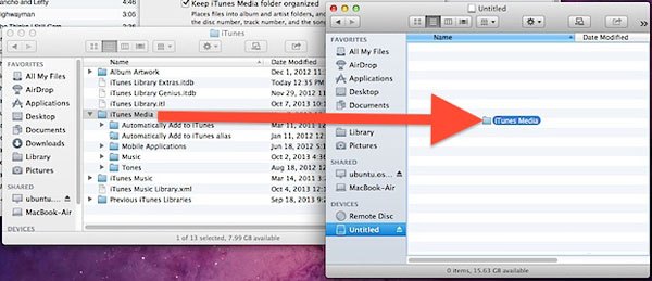 copy itunes library to usb drive