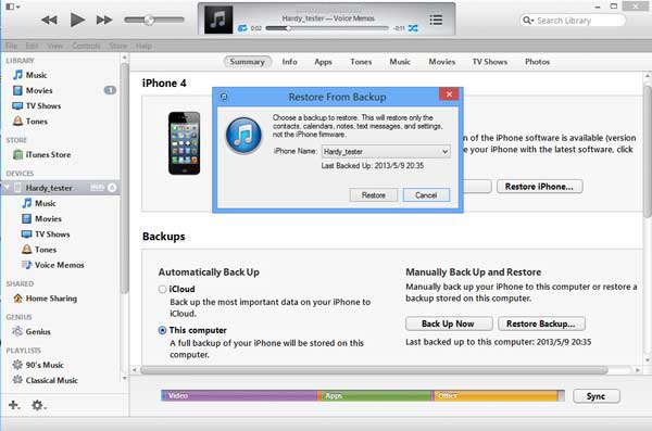 restore iphone messages from itunes backup