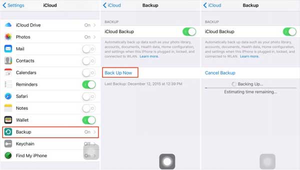 create an icloud backup