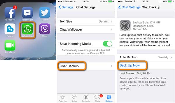 enable whatsapp backup on icloud drive