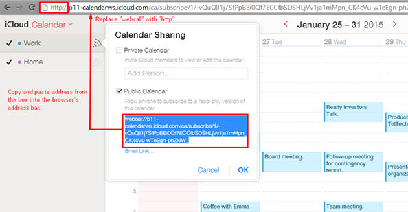 copy icloud calendar download address