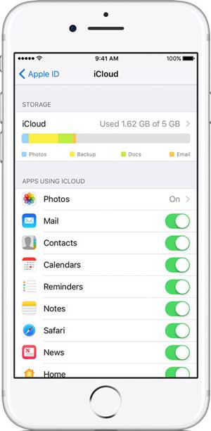 enable or disable icloud on ios device