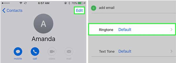 change ringtone for specific contact on iphone
