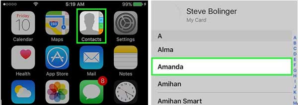 select a contact to change ringtone on iphone