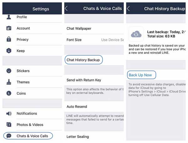 how to back up line chat to icloud