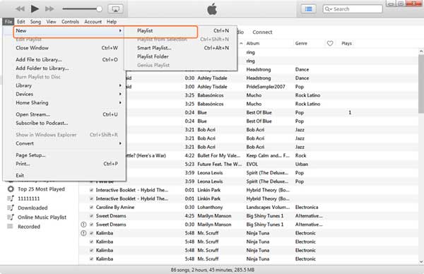 create new iphone playlist on itunes