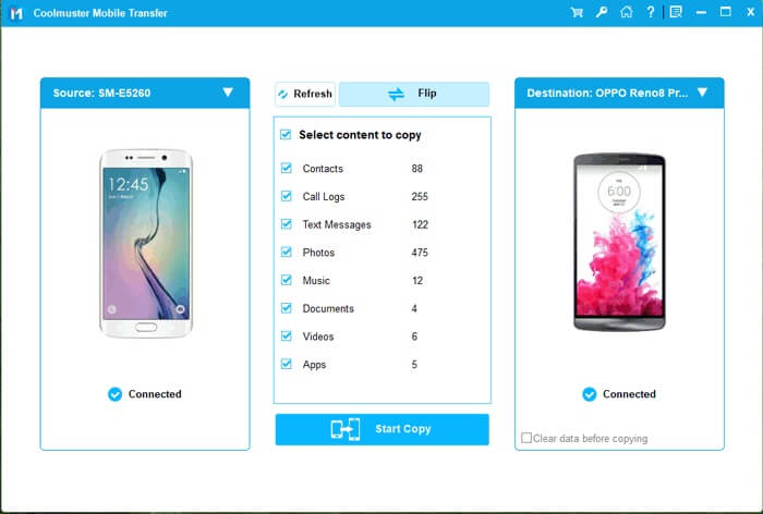 transfer contacts from samsung to sony xperia in one click