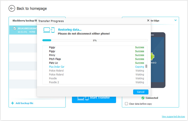 copy blackberry contacts to samsung