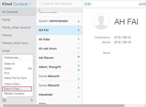 import or export icloud contacts