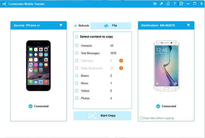 start iphone to vivo data transfer via the iphone to vivo data transfer app