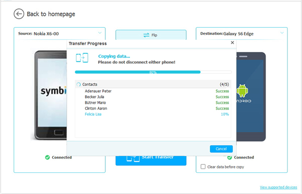 transfer contacts between android and nokia