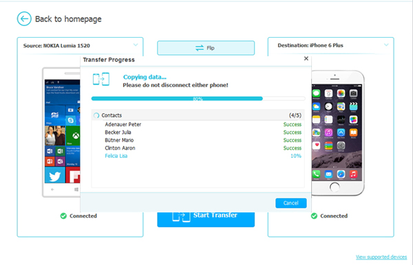 transfer contacts from nokia to iphone