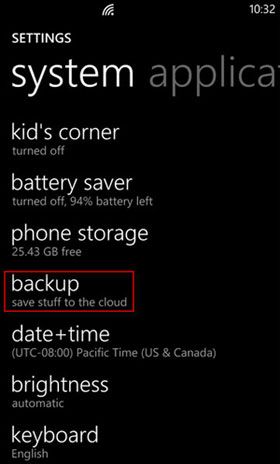 backup windows phone to onedrive