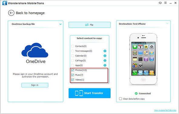 restore onedrive backup to android