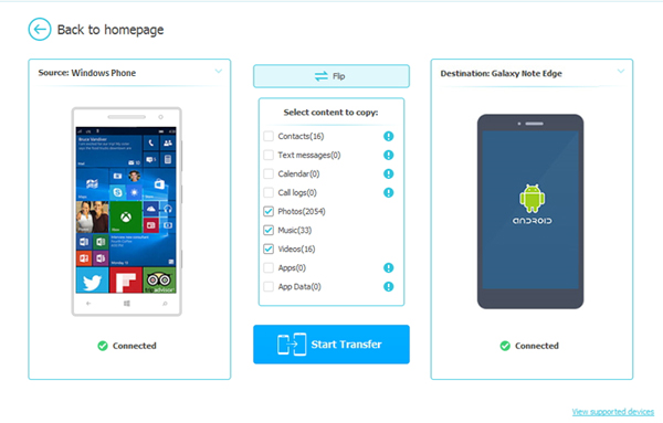 preview the files for transfer