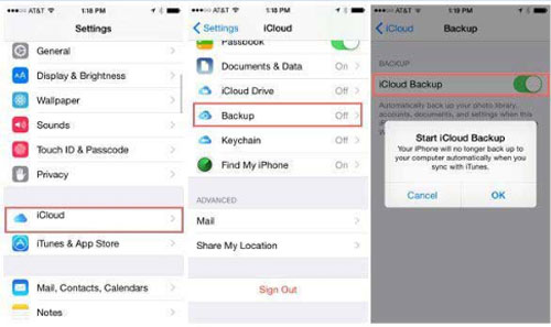 create icloud backup on iphone