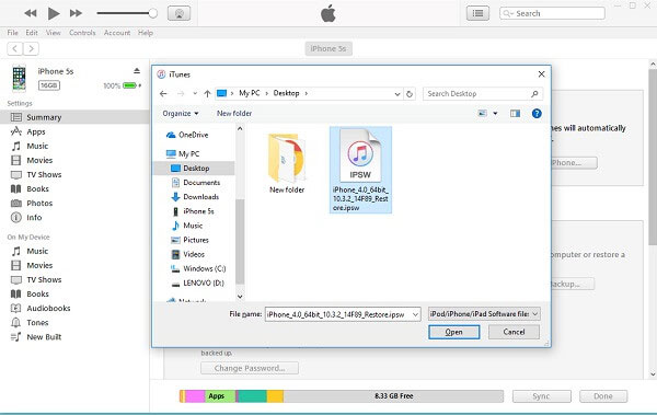 Aktualisieren Sie das iPhone mit IPSW
