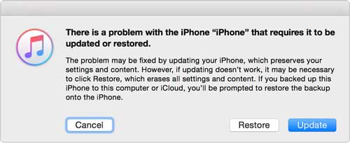 restore iphone via itunes to fix iphone blue screen issue