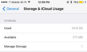 check iphone storage space