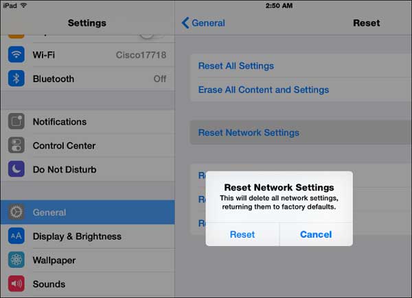 reset network settings to fix touch id not working