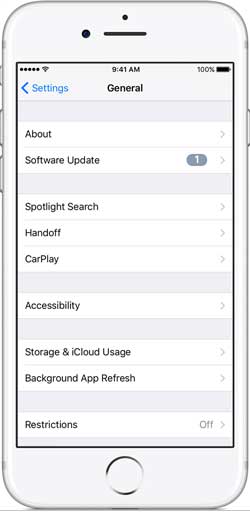update ios version to fix icloud back up now greyed out