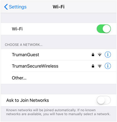 select the current network on iphone