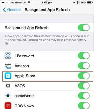 turn on background app refresh feature