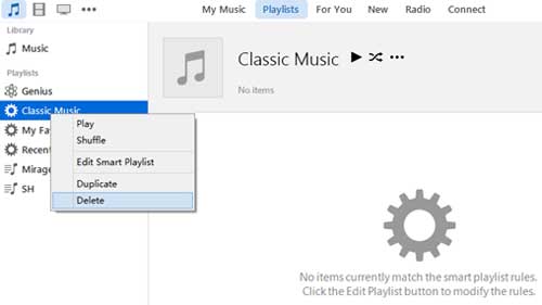 delete smart playlists on itunes