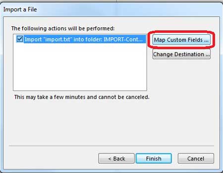 select the map custom fields option