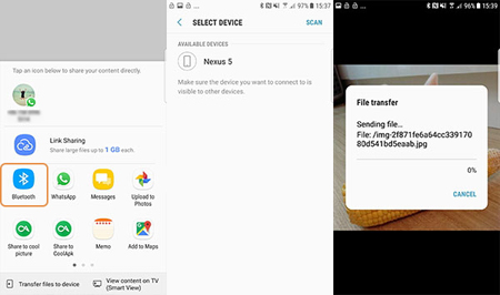 transfer photos from android to android via bluetooth