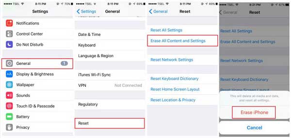 erase all content and settings on iphone to restore from iphone backup