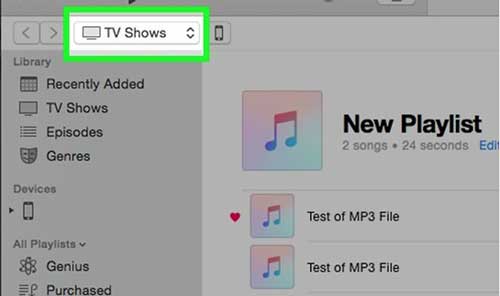 how to add music to ipad - select music option in itunes