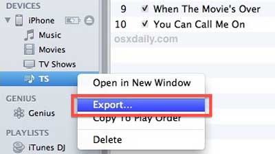export playlist from ipod to pc
