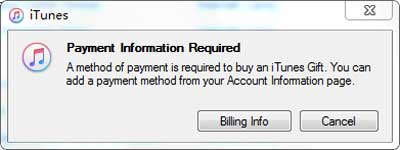 fill payment information to share itunes songs