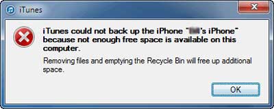 itunes could not back up iPhone