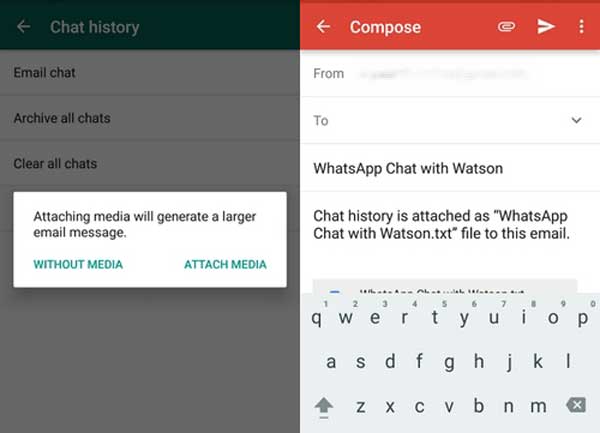 print whatsapp messages via email on android