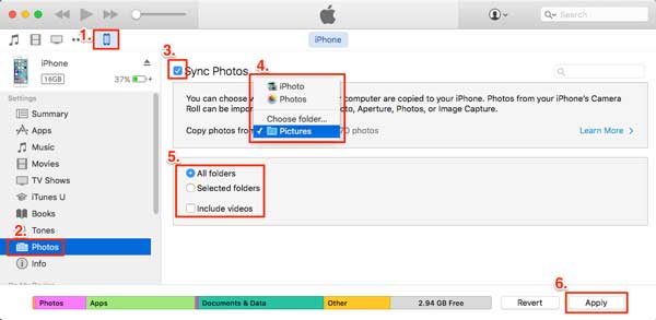 how to tranfer photos from iphoto to iphone