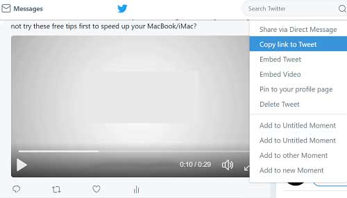 copy link to tweet for downloading twitter videos