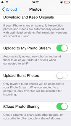 disable photo sharing in icloud