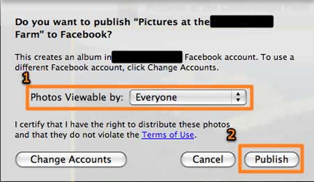 publish photos from iphoto to facebook