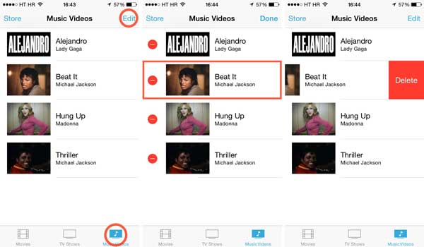 how to delete music videos from iphone