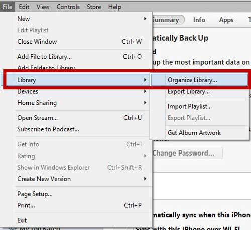 tap library and choose the organize library option