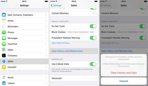 clear safari history to fix safari not loading websites iOS 14