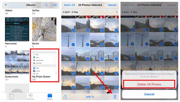 how to delete photos from photo stream