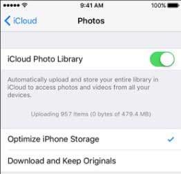 turn on icloud photo library