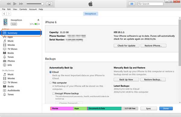 restore iphone from itunes backup