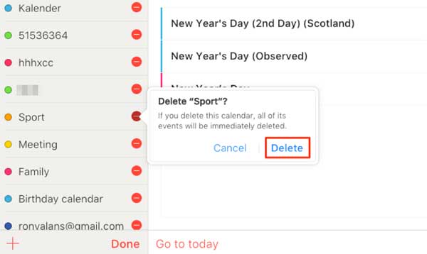 how to delete icloud calendars