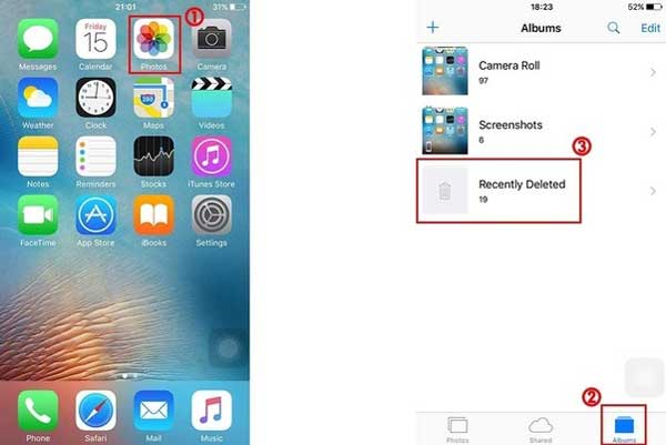 how to recover camera roll with recently deleted feature
