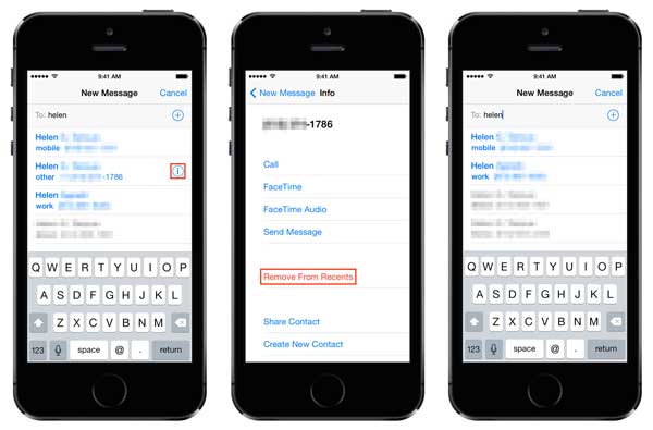 how to delete recently deleted contacts showing up in iphone messages app